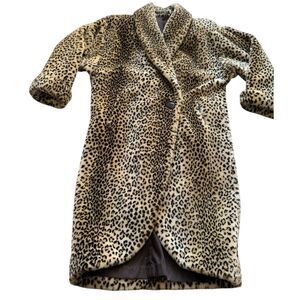 Leopard Print Faux Fur Women's Puffer Coat